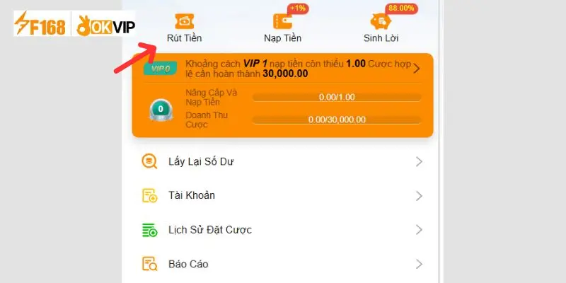 Rút Tiền F168 - Thực Hiện Chỉ Với 3 Bước Đơn Giản